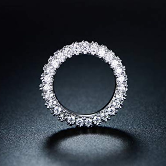 18k White Gold Plated Cubic Zirconia Eternity Band - Picture 3 of 5